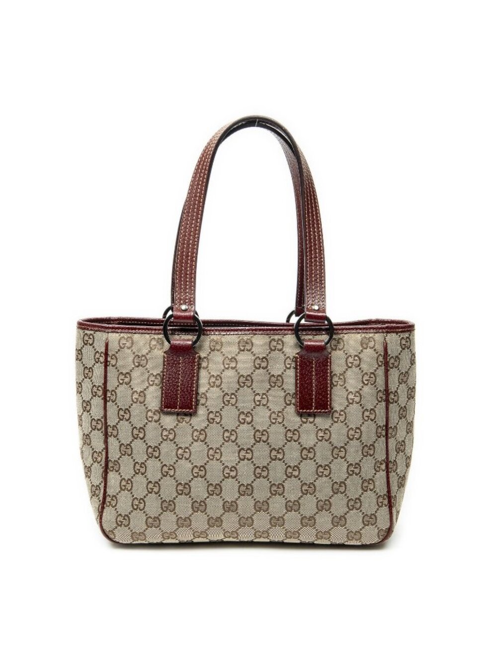 Gucci Small Shoulder Tote Maroon Beige GG Canvas
